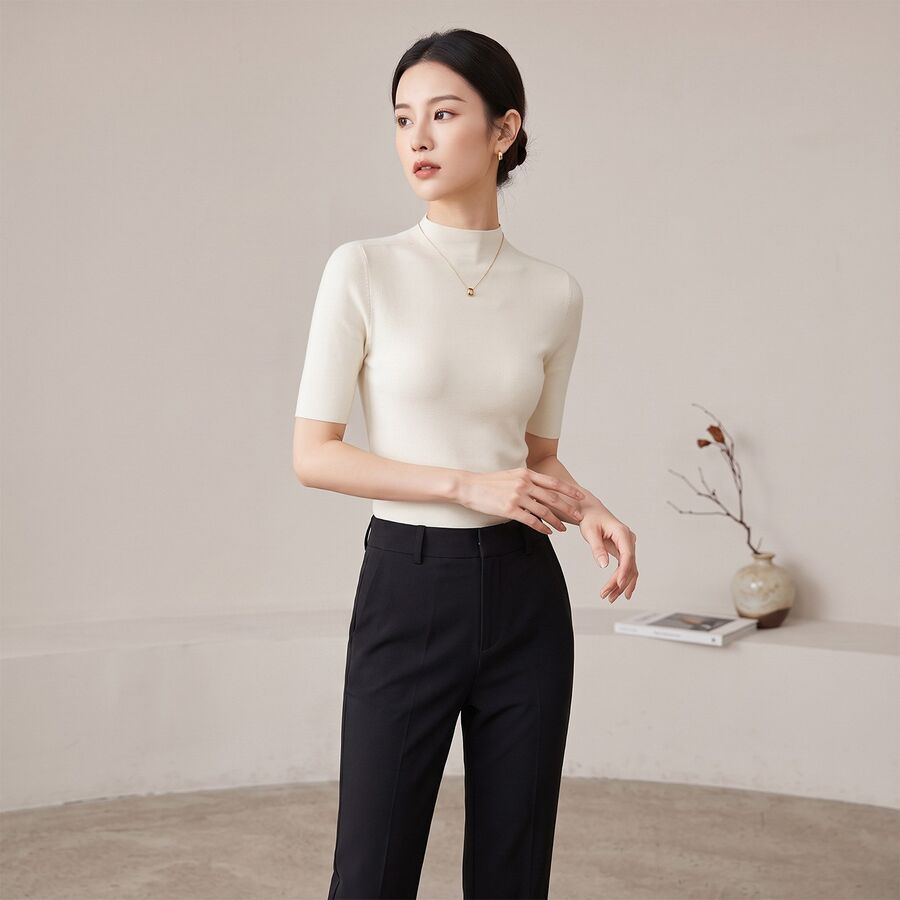 Solid Knit Short Sleeve Top view 6