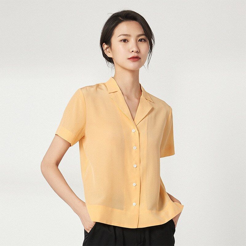 Solid Silk Short Sleeve Shirt