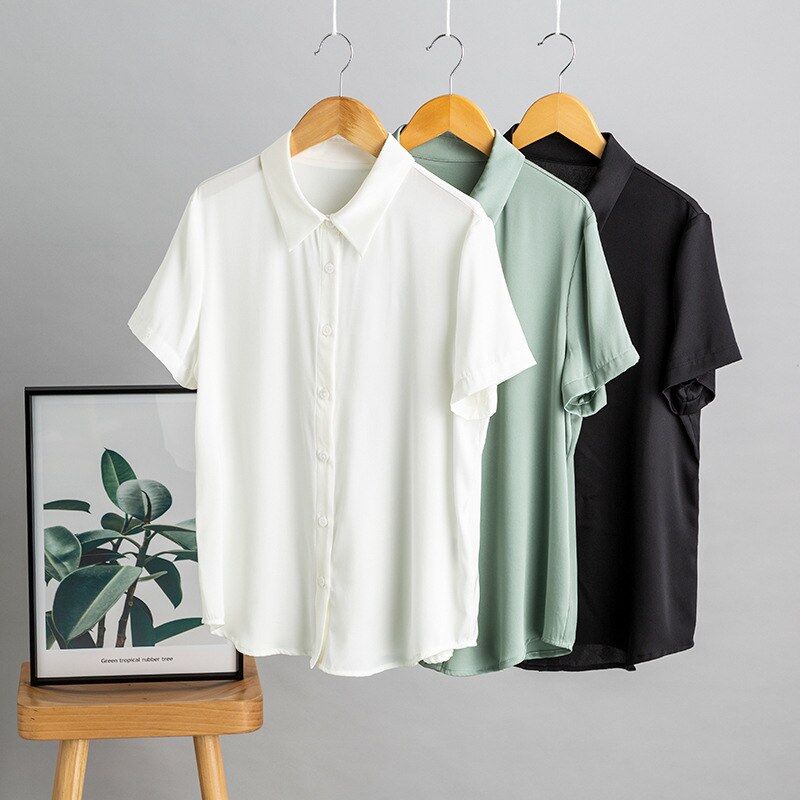 Silk Short Sleeve White Office Shirt