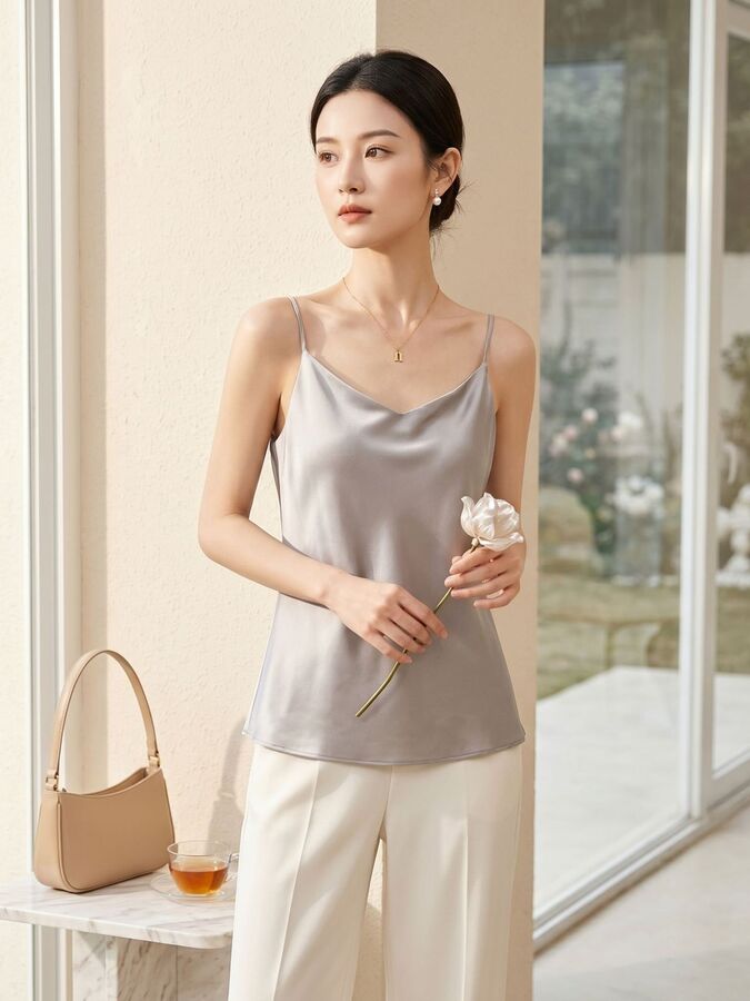 Silk Camisole Solid Color Top