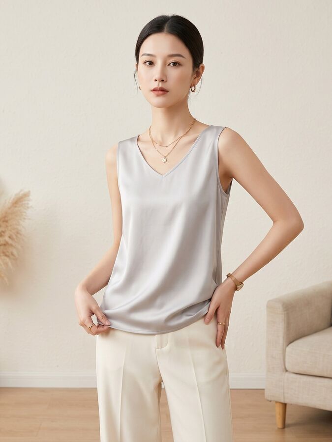 Silk Sleeveless Solid Color Camisole
