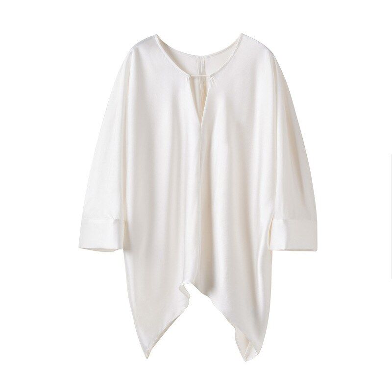 Camisa de Seda Satén Cuello en V Holgada view 5