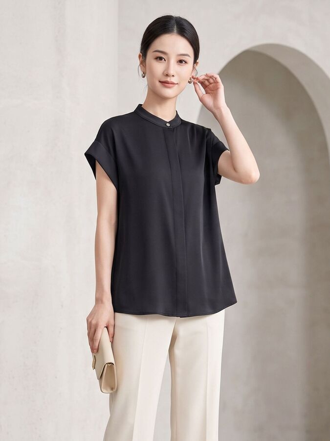 Silk Short Sleeve French Office Shirt view 4