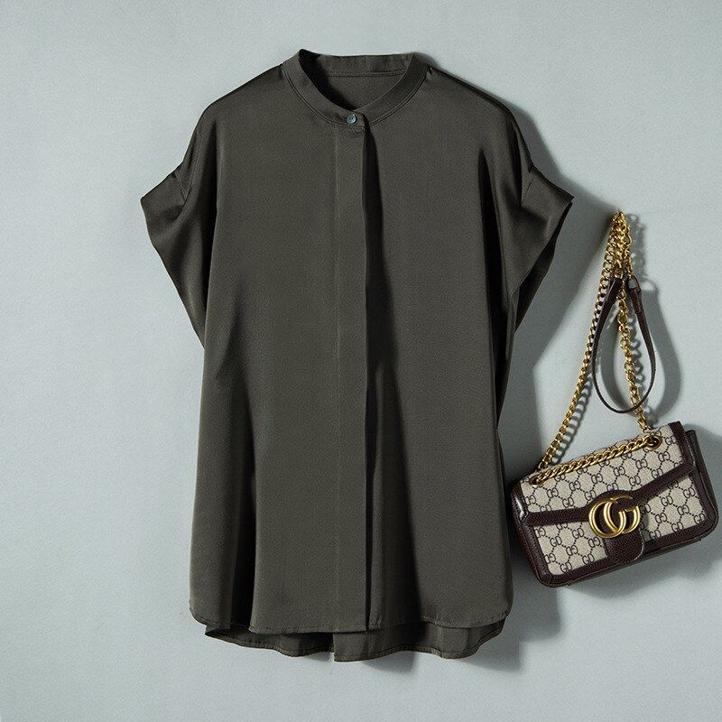 Silk Short Sleeve French Office Shirt view 9