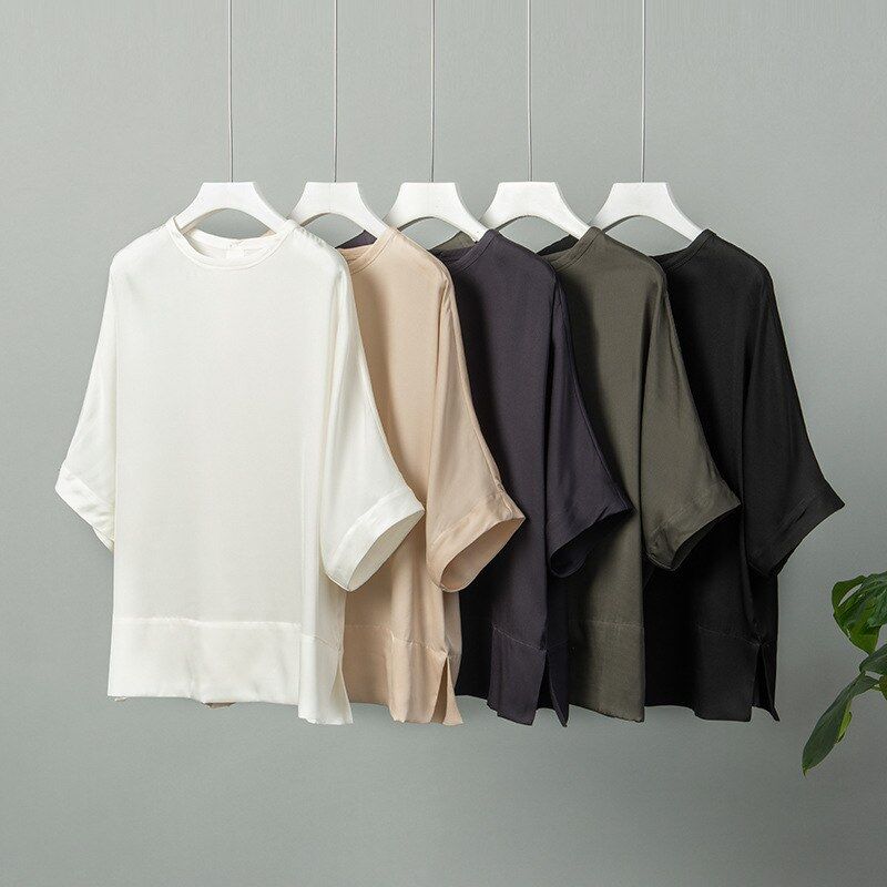 Silk mid sleeve loose office top
