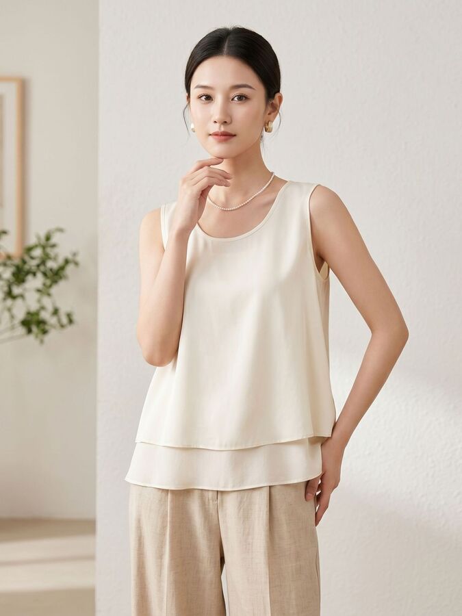 Silk double layer camisole top