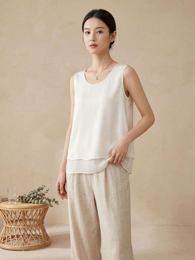 Seiden-Camisole-Top mit Doppelschicht view 3