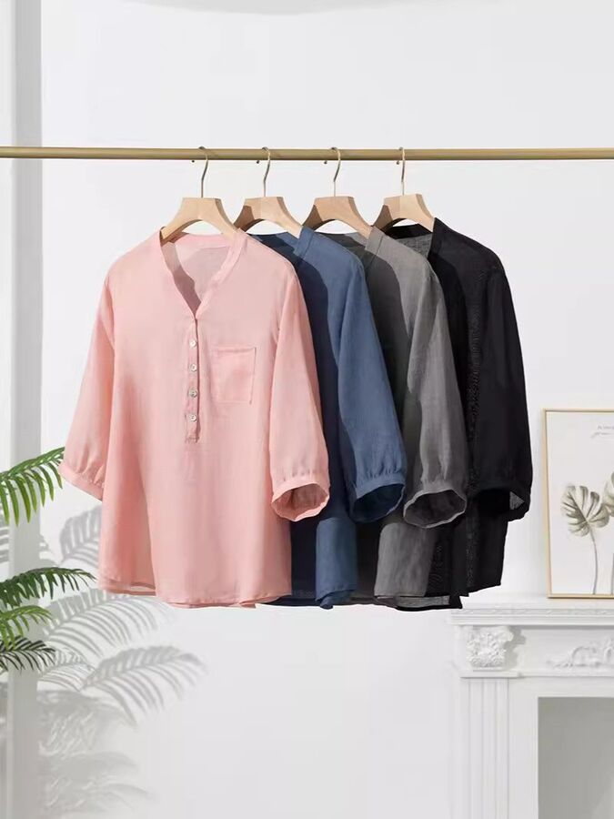 Linen half sleeve vintage shirt