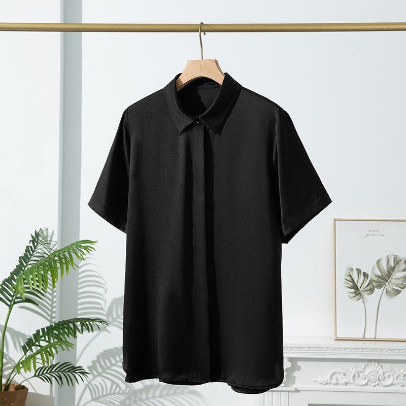 Silk Short Sleeve Square Neck Shirt view 10