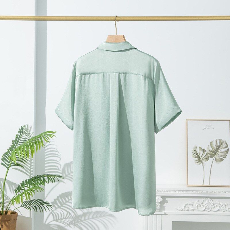 Silk Short Sleeve Square Neck Shirt view 2