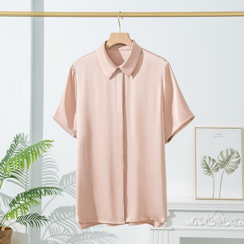 Silk Short Sleeve Square Neck Shirt view 3