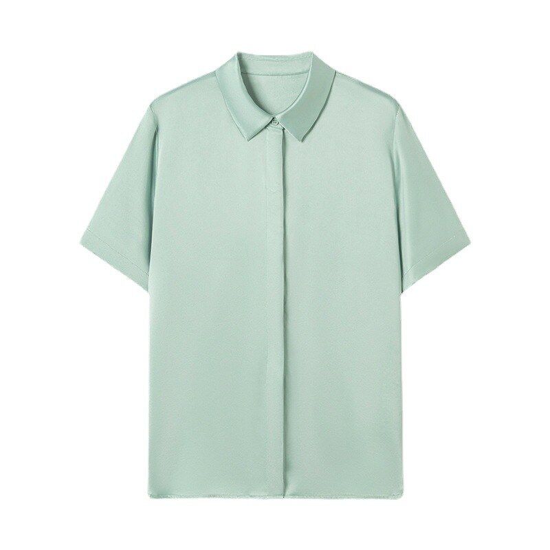 Silk Short Sleeve Square Neck Shirt view 5