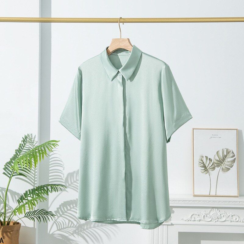 Silk Short Sleeve Square Neck Shirt view 6