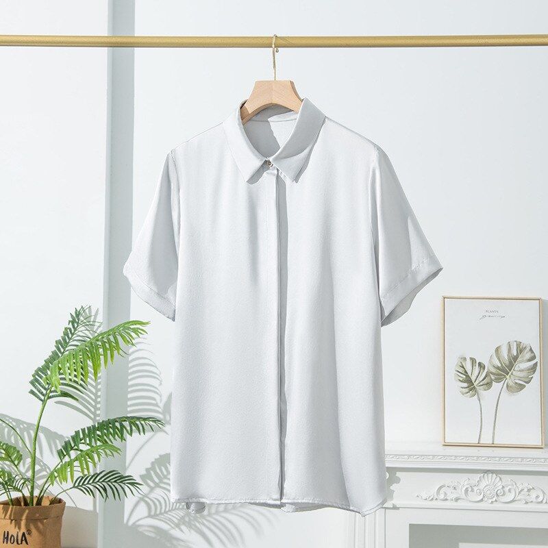 Silk Short Sleeve Square Neck Shirt view 8