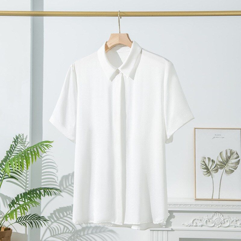 Silk Short Sleeve Square Neck Shirt view 9
