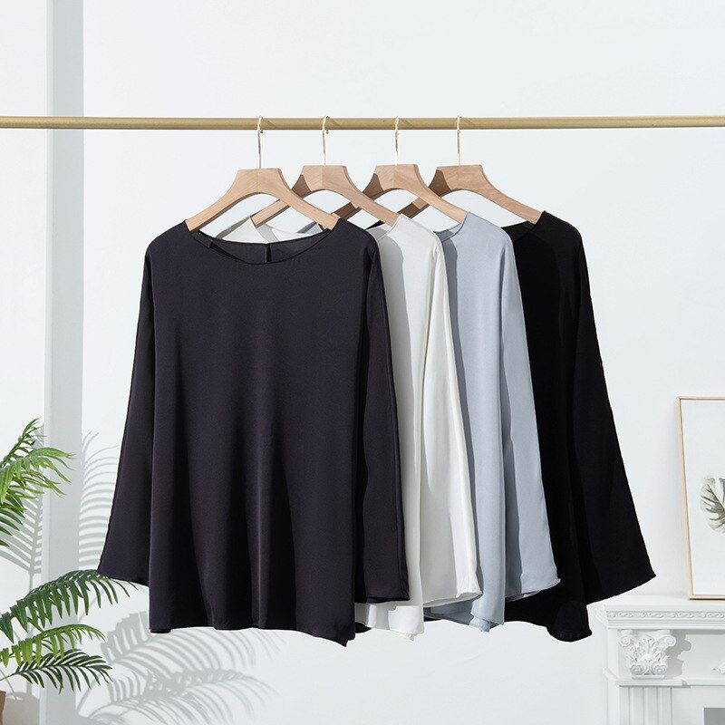Seiden T-Shirt mit Langarm und Rundhalsausschnitt view 4