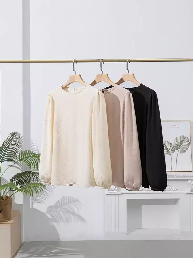 Silk Jacquard Long Sleeve T-Shirt