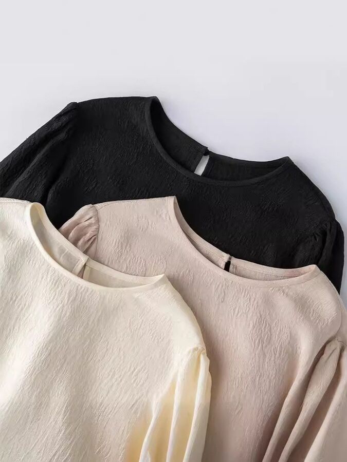 T-Shirt en Soie Jacquard Manches Longues view 2