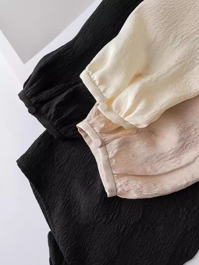 T-Shirt en Soie Jacquard Manches Longues view 3