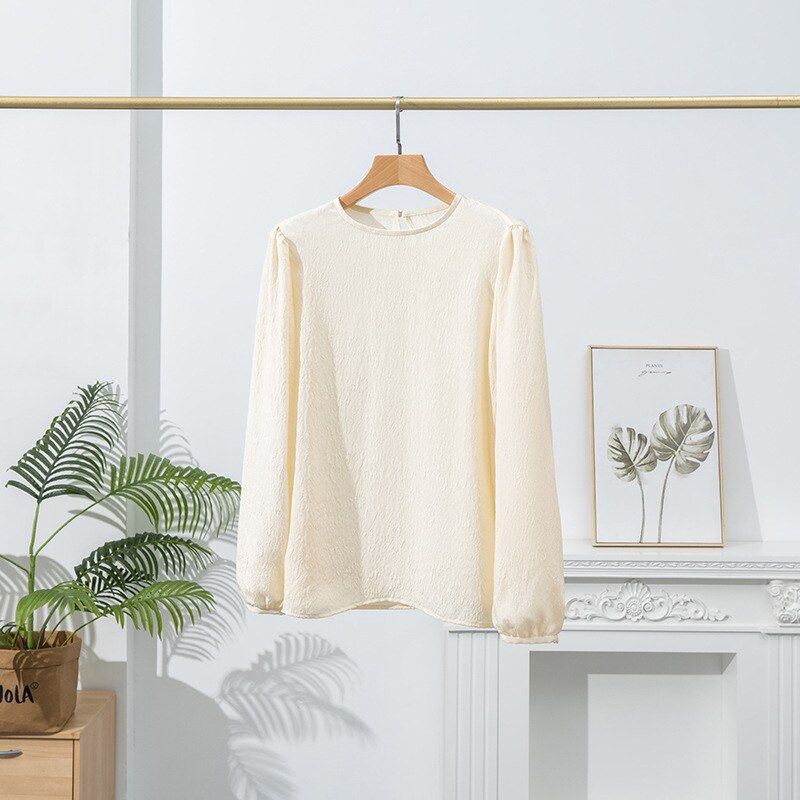 T-Shirt en Soie Jacquard Manches Longues view 6