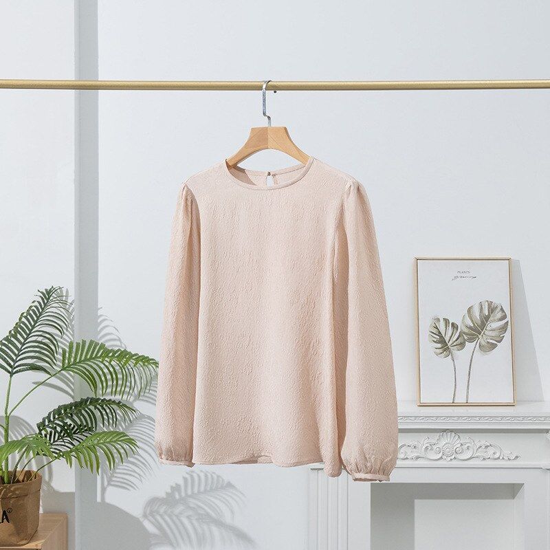 T-Shirt en Soie Jacquard Manches Longues view 7