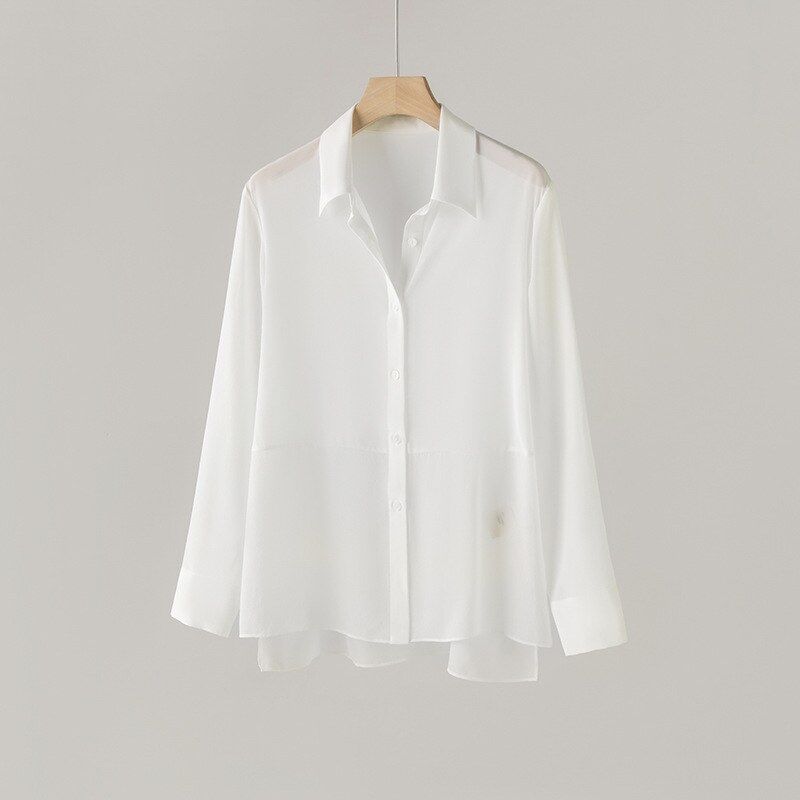 Silk Paneled Shirt Long Sleeve Square Neck view 6