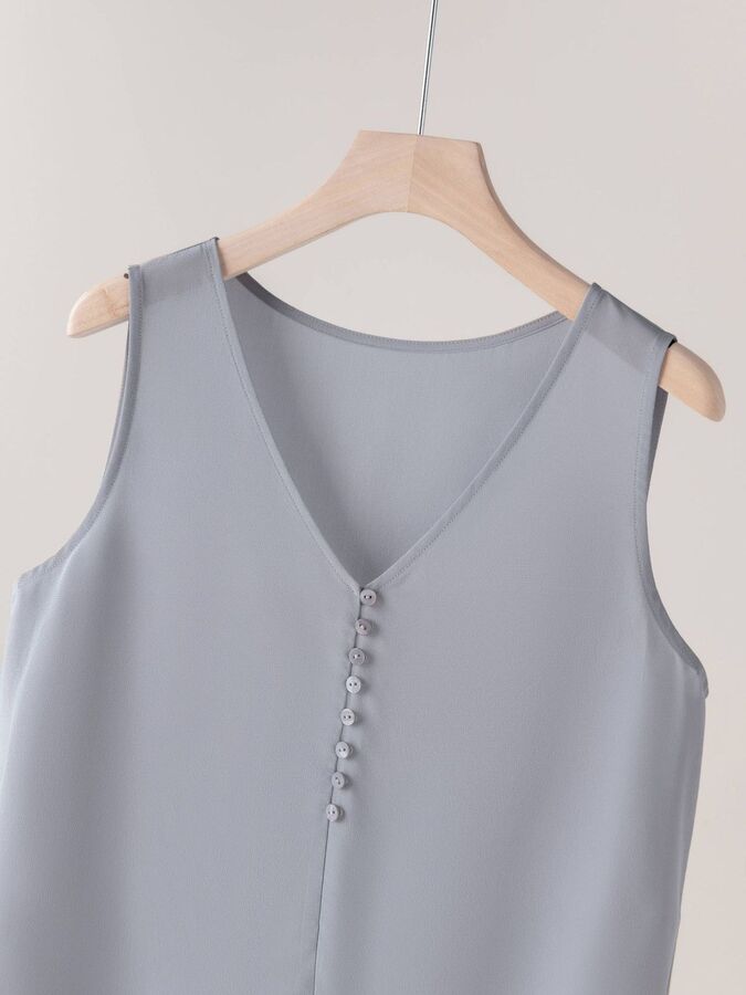 Silk V-Neck Tank Top Sleeveless view 3