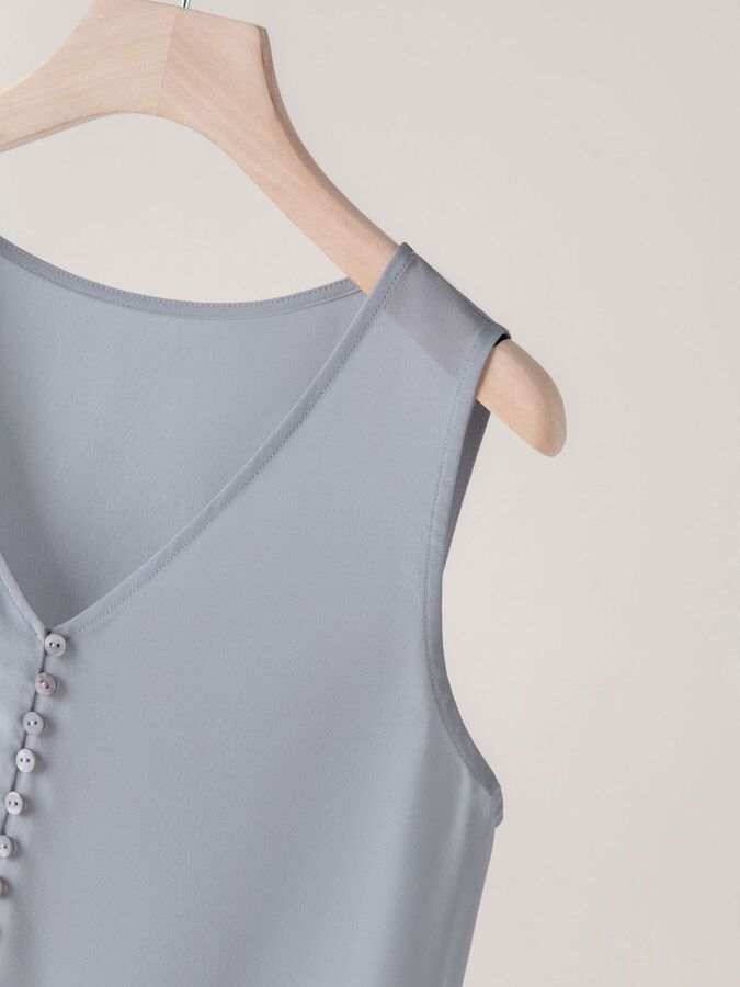 Silk V-Neck Tank Top Sleeveless view 4