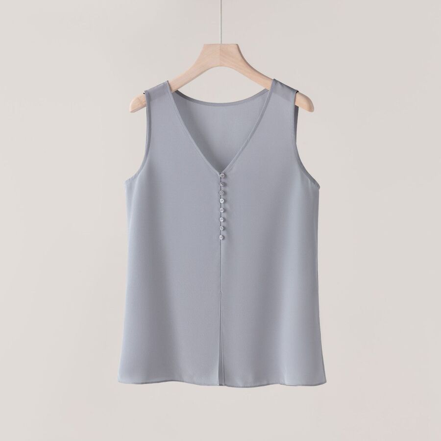 Silk V-Neck Tank Top Sleeveless view 6