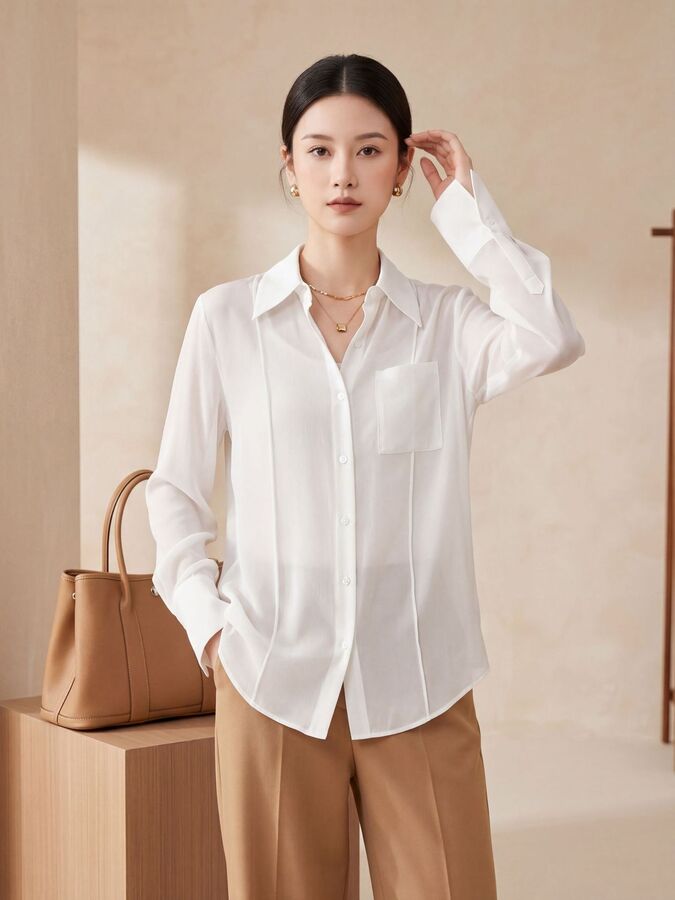 Camisa de Seda Manga Larga Oficina view 3