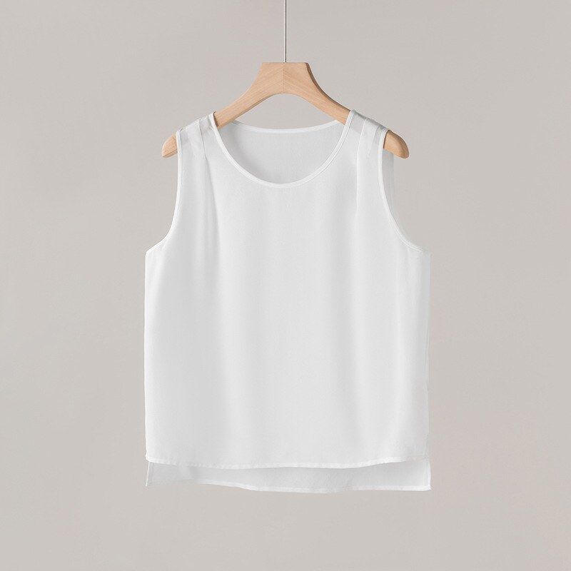 Tank Top Sutra Tanpa Lengan Leher Bulat view 6
