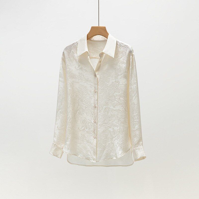 Seiden-Langarmhemd Jacquard Animal Forest view 6