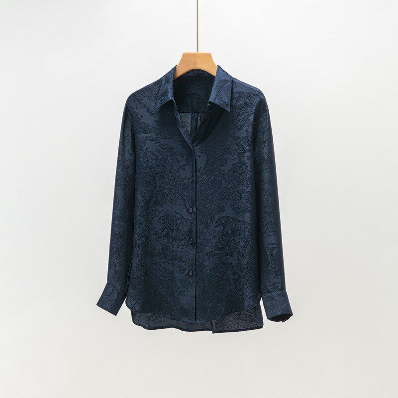Seiden-Langarmhemd Jacquard Animal Forest view 7