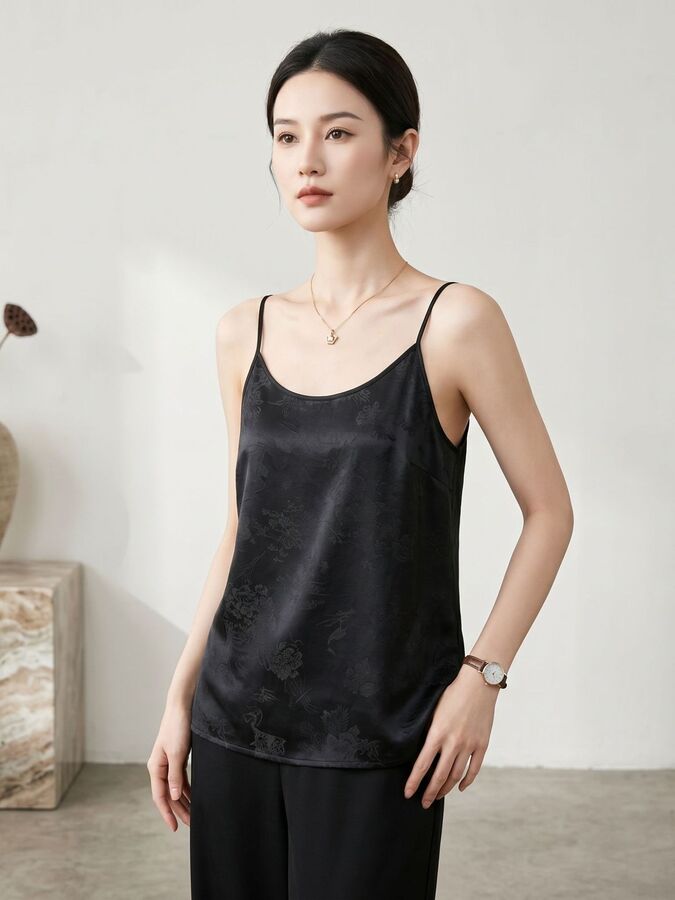 French Satin Camisole Tank Top view 4