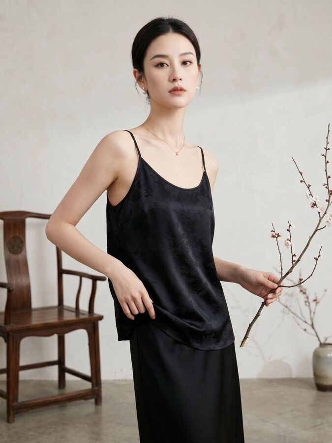 French Satin Camisole Tank Top view 5