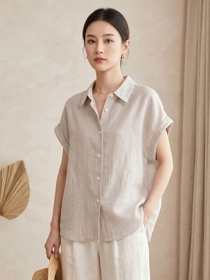 Vintage linen short sleeve shirt in multiple colors
