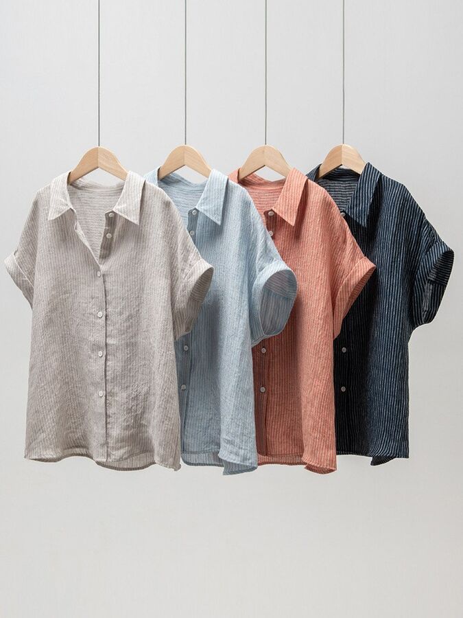 Camisa de Lino Vintage Manga Corta view 4