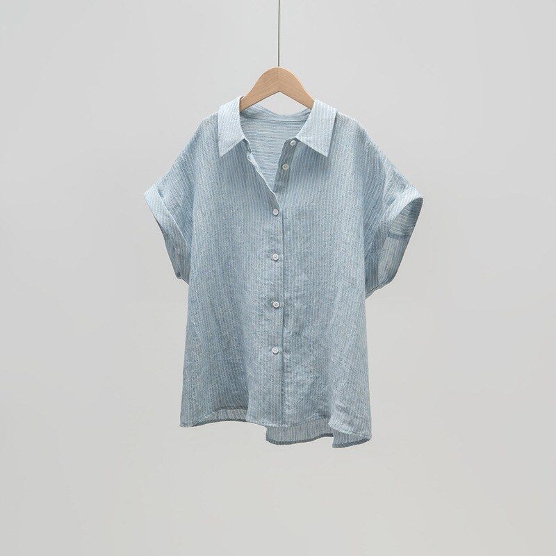 Camisa de Lino Vintage Manga Corta view 8