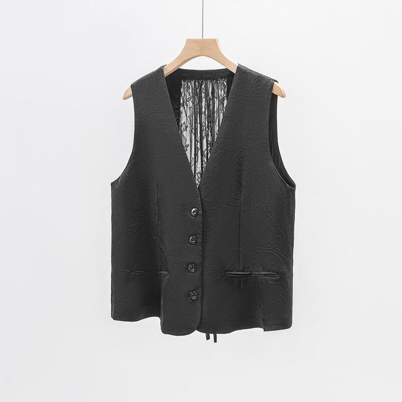 Silk Jacquard V-Neck Vest view 8