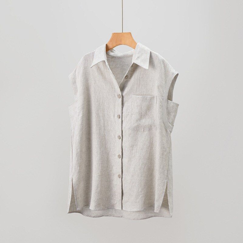 Kemeja Linen Tanpa Lengan view 6