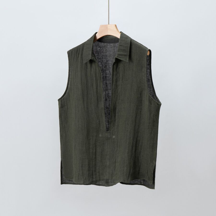 Gilet en Lin Col V view 7