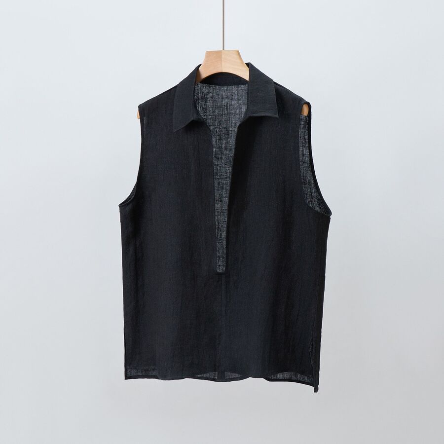Gilet en Lin Col V view 8