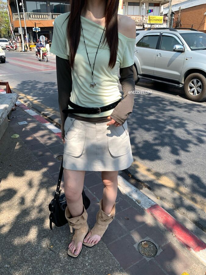 Korean Vintage Color Block Long Sleeve Top view 4