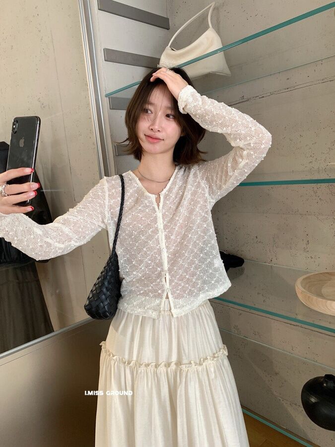 Korean V-Neck Long Sleeve Knit Cardigan view 5