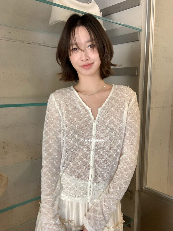 Korean V-Neck Long Sleeve Knit Cardigan view 6