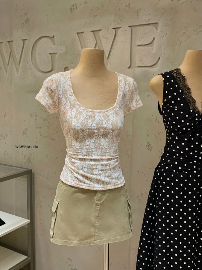 French Lace Short Sleeve T-Shirt