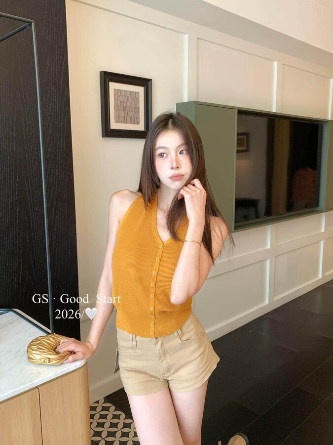 Korean Backless Halter Knit Tank view 2