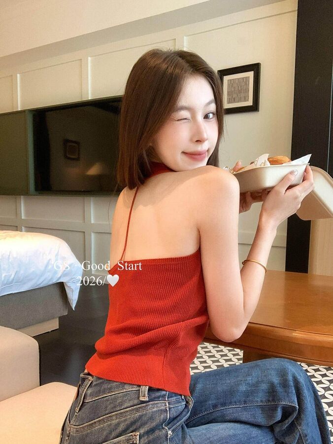Korean Backless Halter Knit Tank view 5
