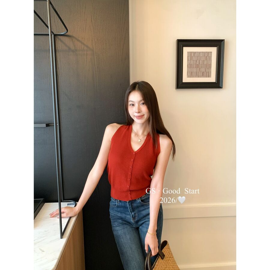 Korean Backless Halter Knit Tank view 6