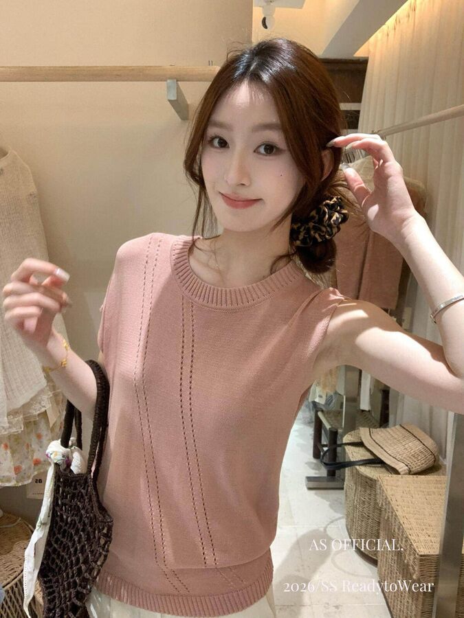 Korean loose round neck knit top